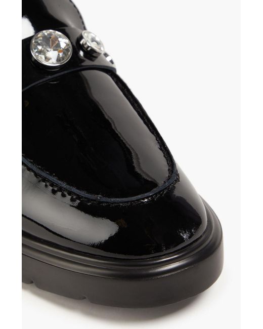 Stuart Weitzman Black Loafers aus lackleder mit kristallverzierung