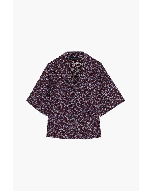 Rag & Bone Purple Reed Floral-Print Stretch-Cotton Poplin Shirt
