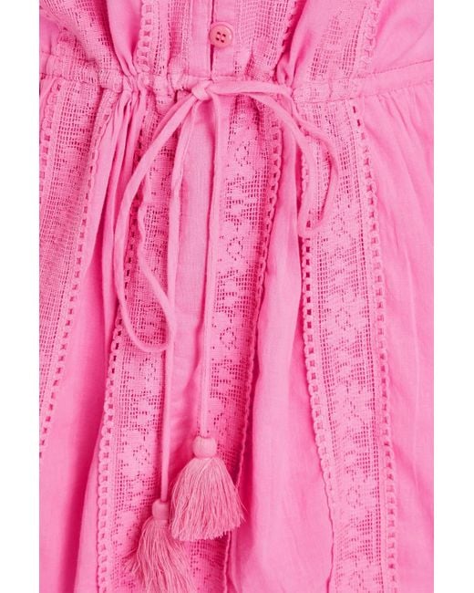 Melissa Odabash Pink Rita strandkleid aus baumwolle mit spitzenbesatz