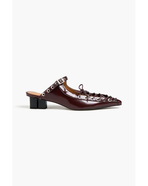 Ganni Brown Lace-up Mules