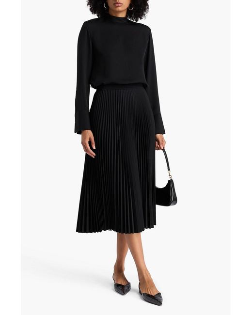 Theory Black Pussy-bow Silk-crepe Blouse
