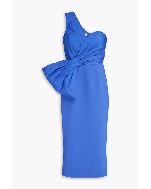 Rebecca Vallance Blue Antonella One-Shoulder Crepe And Taffeta Midi Dress