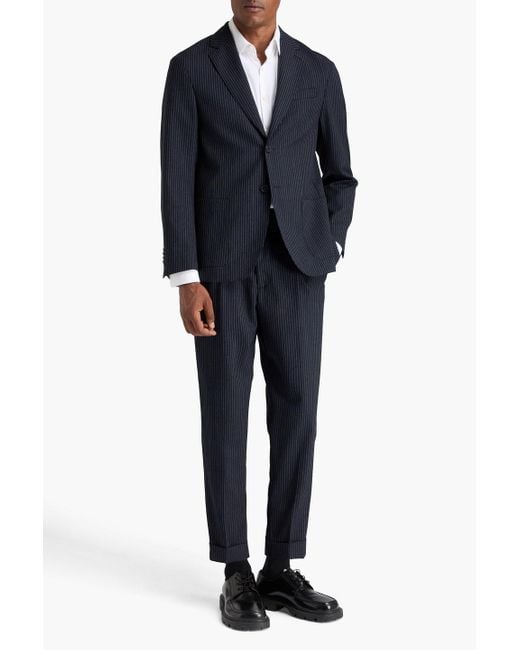 Officine Generale Blue Michel Pinstriped Wool Blazer for men