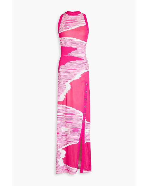 Missoni Pink Button-detailed Space-dyed Crochet-knit Maxi Dress
