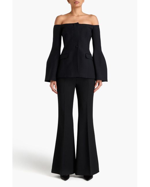 Gabriela Hearst Black Ambrose Off-the-shoulder Wool And Silk-blend Jacket