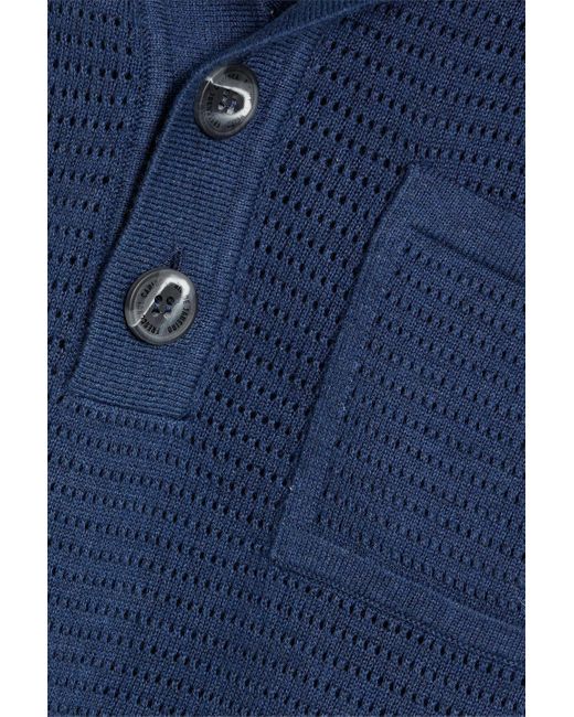 Frescobol Carioca Blue Clemente Slim-fit Pointelle-knit Cotton Polo Shirt for men