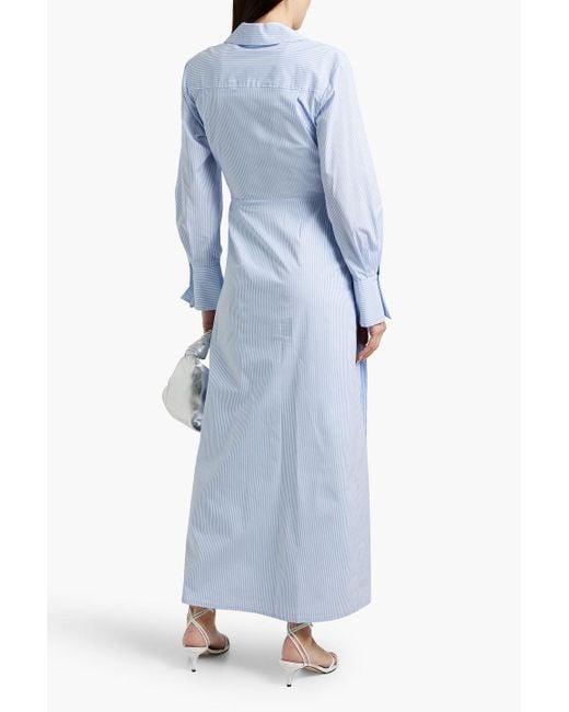 Jonathan Simkhai Blue Briar Wrap-Effect Striped Cotton-Blend Poplin Maxi Shirt Dress