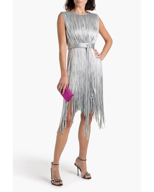 Area White Fringed Cotton-Blend Jersey Dress