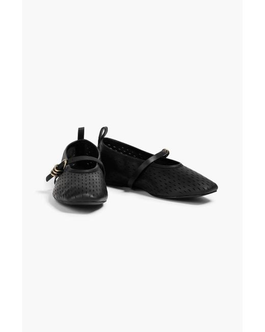 Rag & Bone Black Spire Perforated Leather Mary Jane Flats