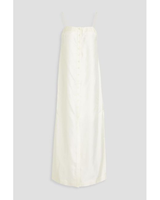 Loulou Studio White Vabea Silk-twill Midi Dress