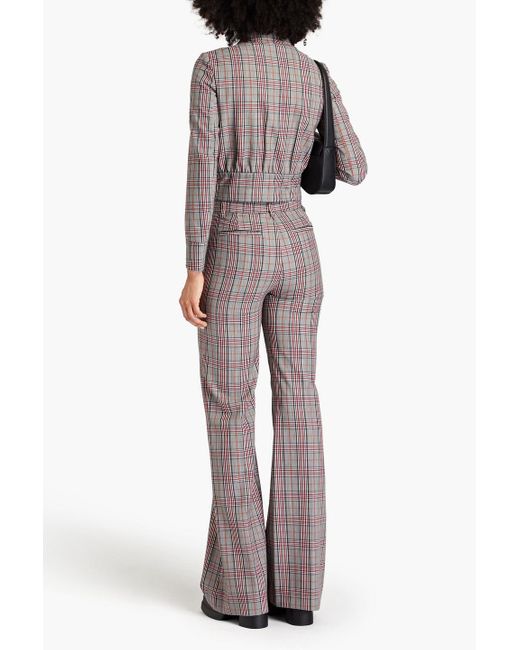 RED Valentino Gray Prince Of Wales Checked Crepe Flared Pants