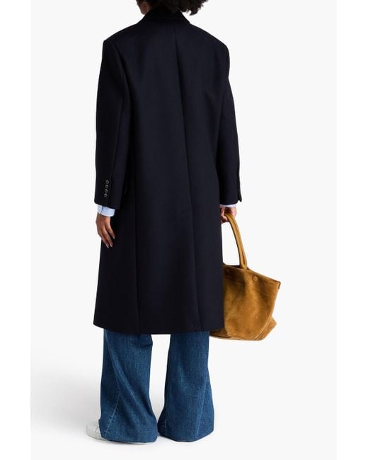 Sandro Blue Double-breasted Wool-blend Felt Coat