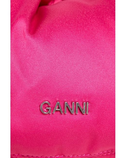 Ganni Pink Knotted Satin Shoulder Bag