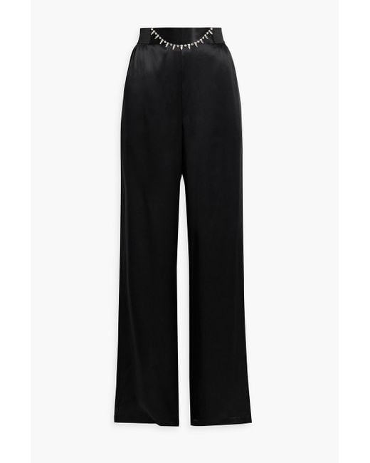 Cami NYC Black Laura Crystal-embellished Silk-satin Wide-leg Pants