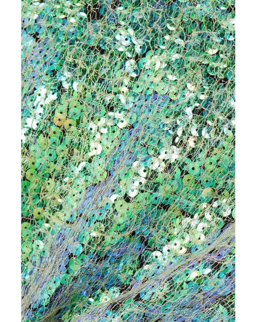 Helmut Lang Green Sequined Mesh Mini Skirt