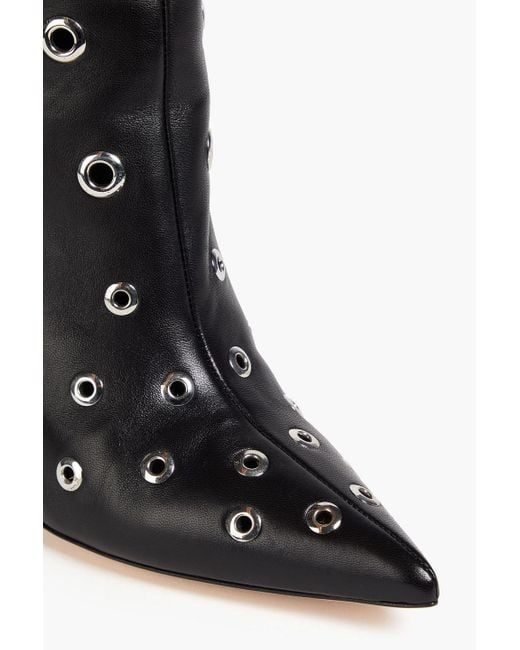 Gianvito Rossi Black Lydia Eyelet-embellished Leather Knee Boots