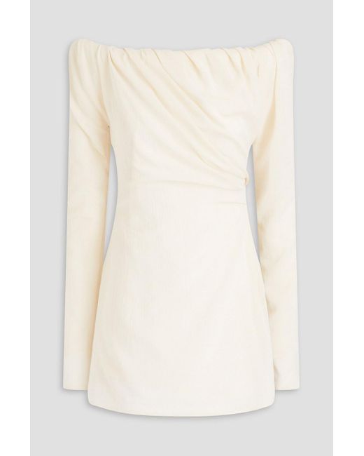 Jacquemus Natural Off-the-shoulder Ruched Padded Crepe Mini Dress