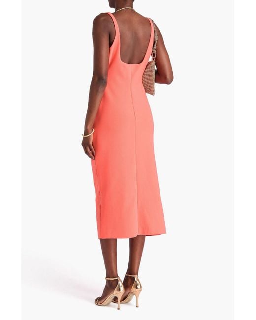 Bec & Bridge Pink Draped Stretch-Crepe Midi Dress