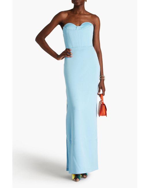 Alex Perry Blue Strapless Satin-crepe Gown