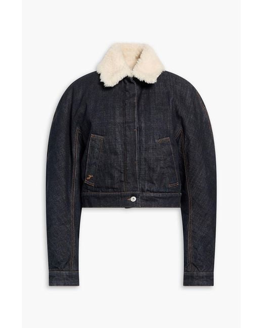 Jacquemus Blue The Ovalo Fleece-trimmed Denim Jacket