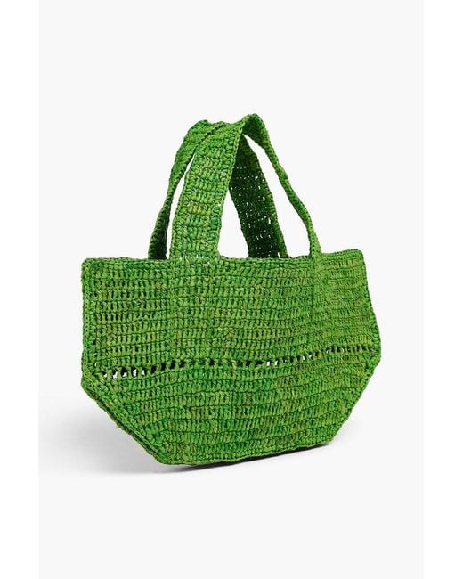 Maje Green Raffia Tote