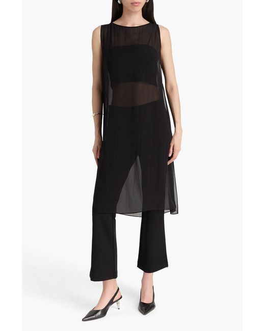 Eileen Fisher Black Silk-Chiffon Tunic
