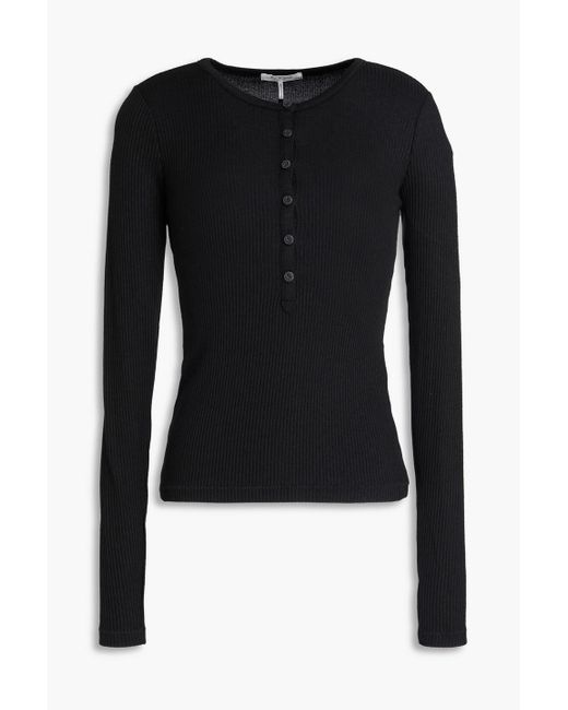 Rag & Bone Black Ribbed-Knit Top