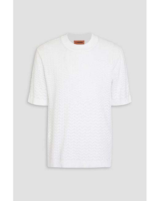 Missoni White Crochet-knit Cotton-blend T-shirt for men