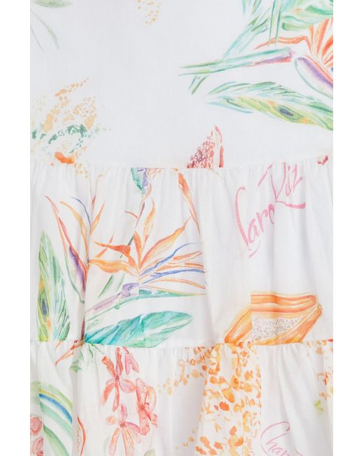Charo Ruiz White Argy bedruckter minirock aus voile aus einer baumwollmischung