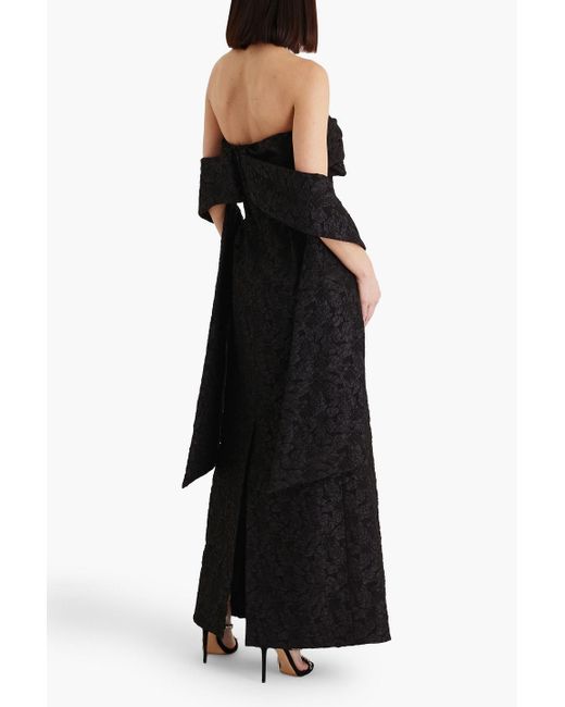 Jonathan Simkhai Black Ariana trägerlose robe aus cloqué mit drapierung