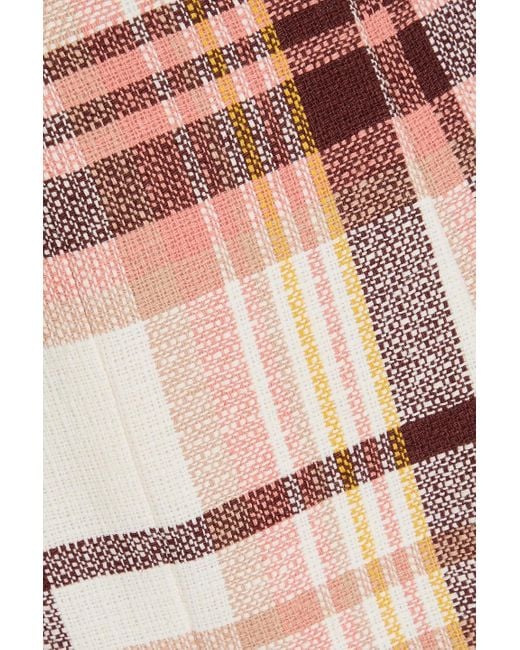 Zimmermann White Karierter minirock aus tweed aus einer leinen-baumwollmischung