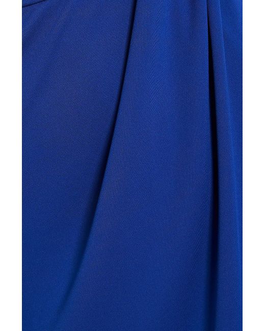 Ronny Kobo Blue Aido One-shoulder Cutout Crepe Maxi Dress