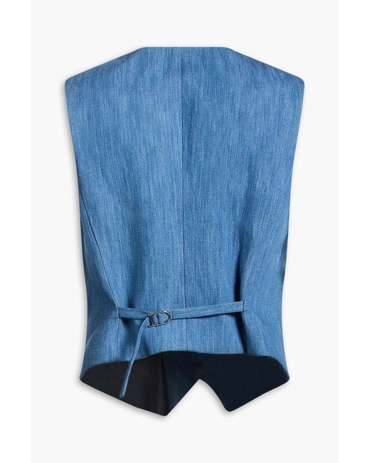 Gabriela Hearst Blue Coleridge Cotton And Linen-Blend Vest