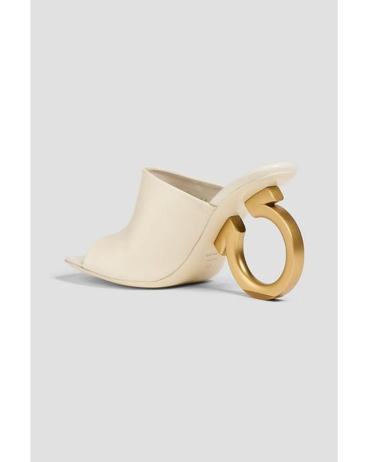 Ferragamo White Astro X5 Leather Mules