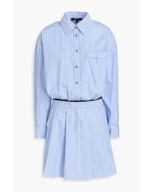 Maje Blue Striped Cotton Mini Shirt Dress