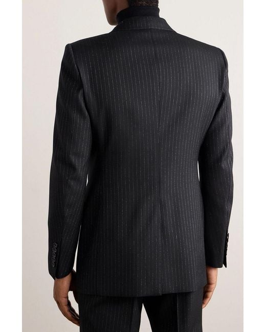 Tom Ford Black Dyylan Slim-Fit Pinstriped Metallic Wool-Blend Twill Suit Jacket for men