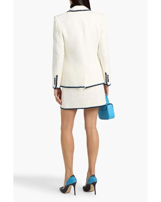 Veronica Beard White Taja Dickey Double-Breasted Embroidered Cotton-Blend Tweed Blazer