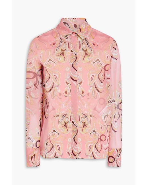 Emilio Pucci Pink Printed Silk-chiffon Blouse