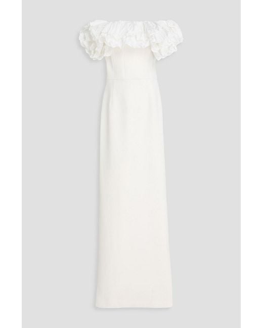 Rebecca Vallance White Tessa Off-The-Shoulder Crepe And Taffeta Bridal Gown