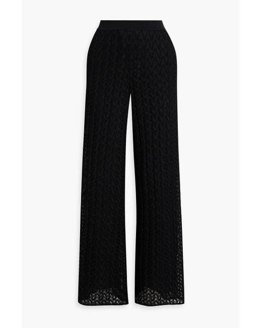 Missoni Black Crochet-knit Wool-blend Wide-leg Pants