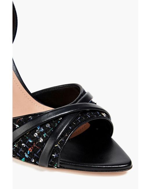 Malone Souliers Black Slingback-sandalen "jayce" aus tweed und leder