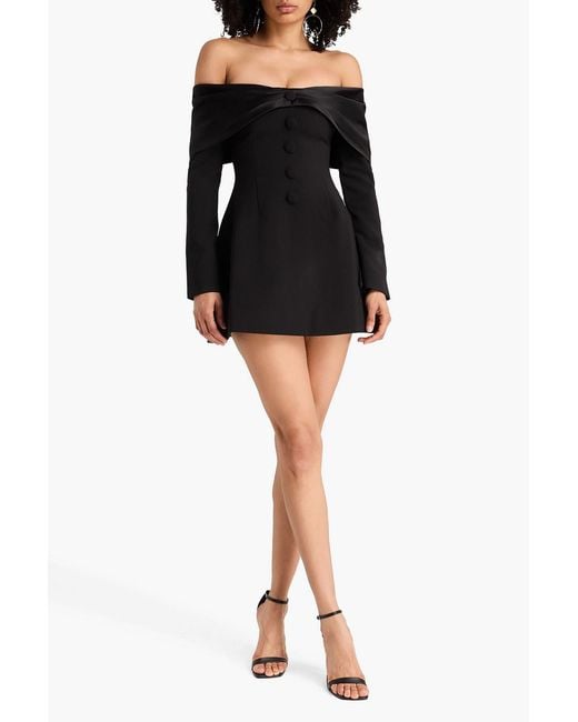 Odd Muse Black Off-the-shoulder Satin-trimmed Crepe Mini Dress