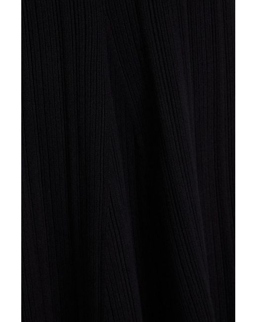 Anna Quan Black Off-the-shoulder Ribbed Cotton-blend Maxi Dress