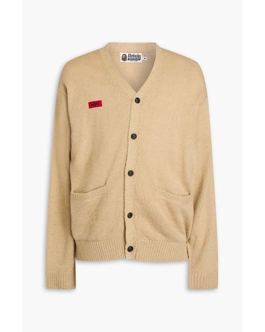 A Bathing Ape Natural Embroidered Knitted Cardigan for men
