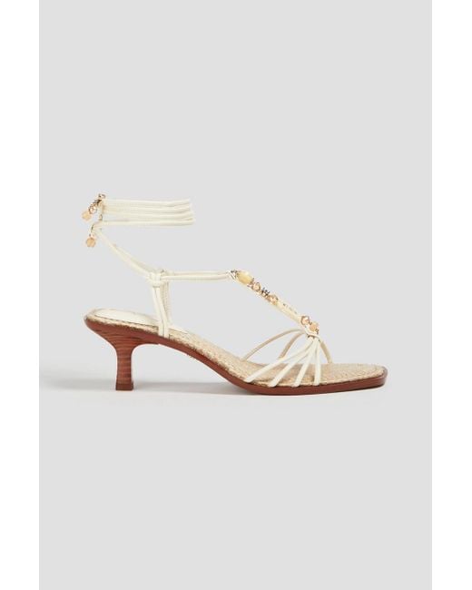 Sam Edelman White Dacie Embellished Faux Leather Sandals
