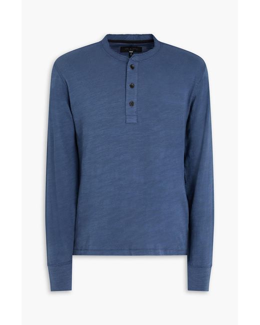 Rag & Bone Blue Slub Cotton-Jersey Henley T-Shirt for men