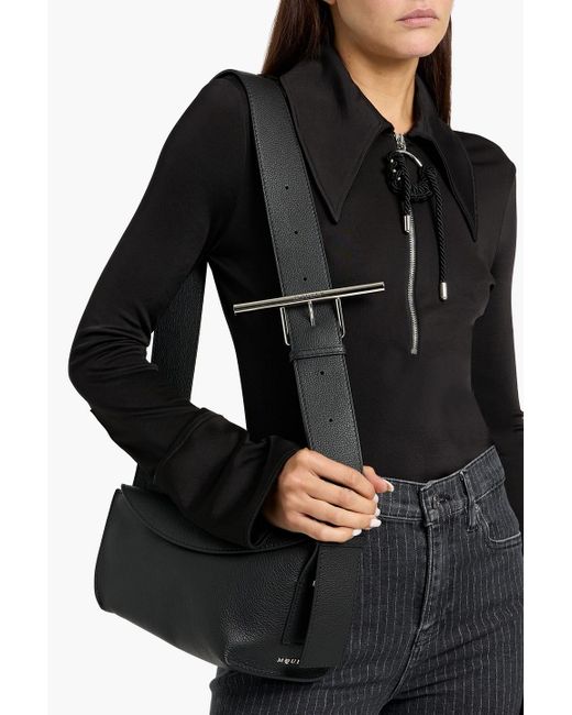 Alexander McQueen Black T-Bar Sling Pebbled-Leather Shoulder Bag