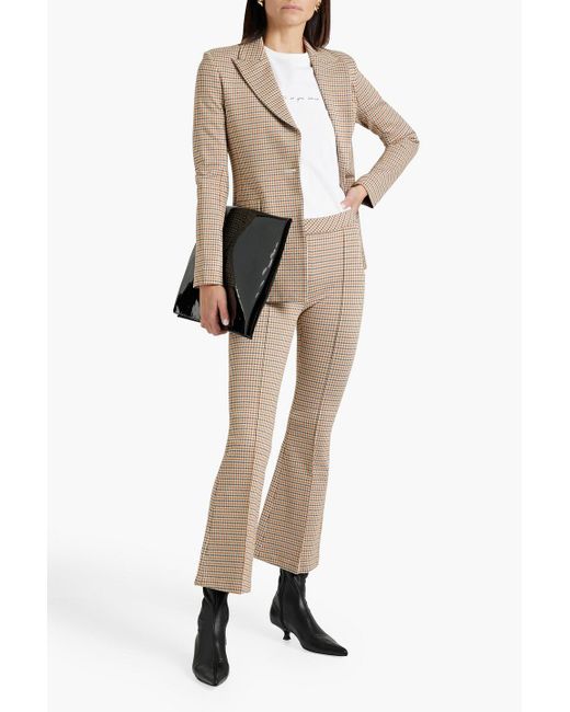 Rosetta Getty Natural Cropped Checked Knitted Flared Pants