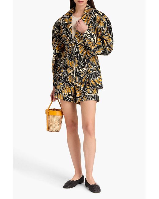 FARM Rio Printed Cotton-blend Sateen Blazer in Black | Lyst UK