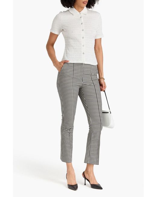 Veronica Beard Gray Gingham Cotton-blend Flared Pants